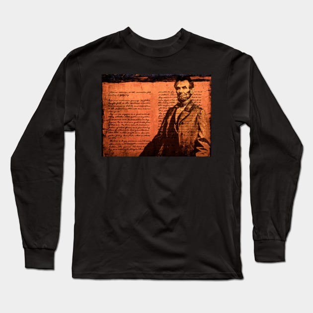 Abraham Lincoln and the Gettysburg Address Long Sleeve T-Shirt by Overthetopsm